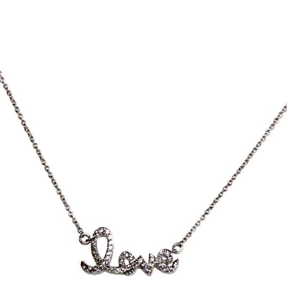 Cubic Zirconia Elegant Girls Womens Clear Cz Tiny Mini Miniature Love Necklace - Picture 4 of 5